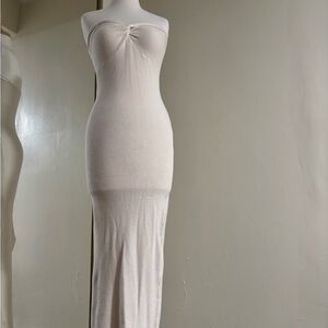 SHEIN Strapless White Maxi Dress